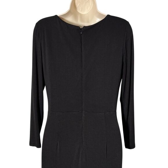 Ann Taylor LOFT Faux Wrap Black Ruched Midi Dress Size M - Picture 6 of 7